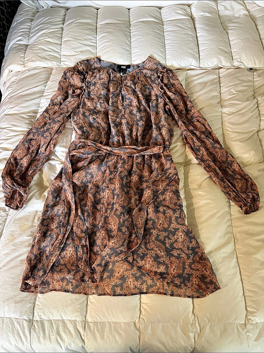 Paige Long Sleeve dress Blue & Brown Size 4